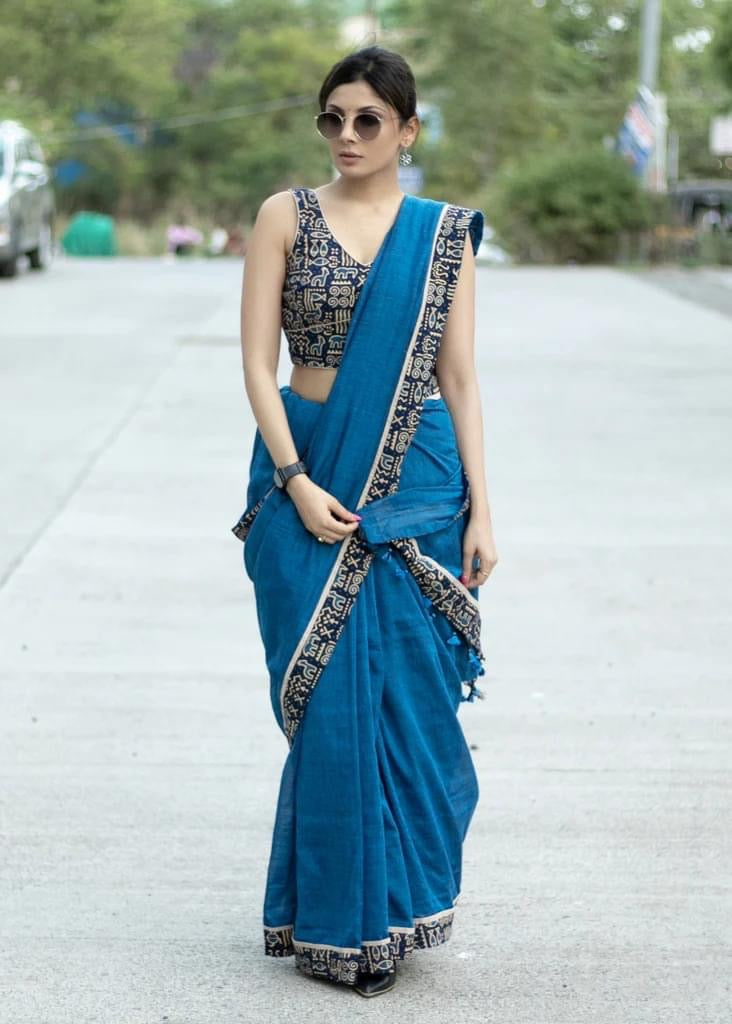 Buy Indigo Sarees for Women by Stava Creation Online | Ajio.com