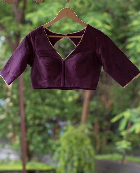 Readymade Purple And Gold Blouse Made Raw Silk