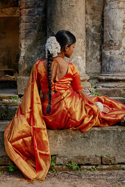 Warm Gold Dual Tone Tissue Saree