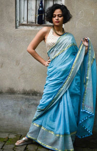 Light Blue Cotton Saree