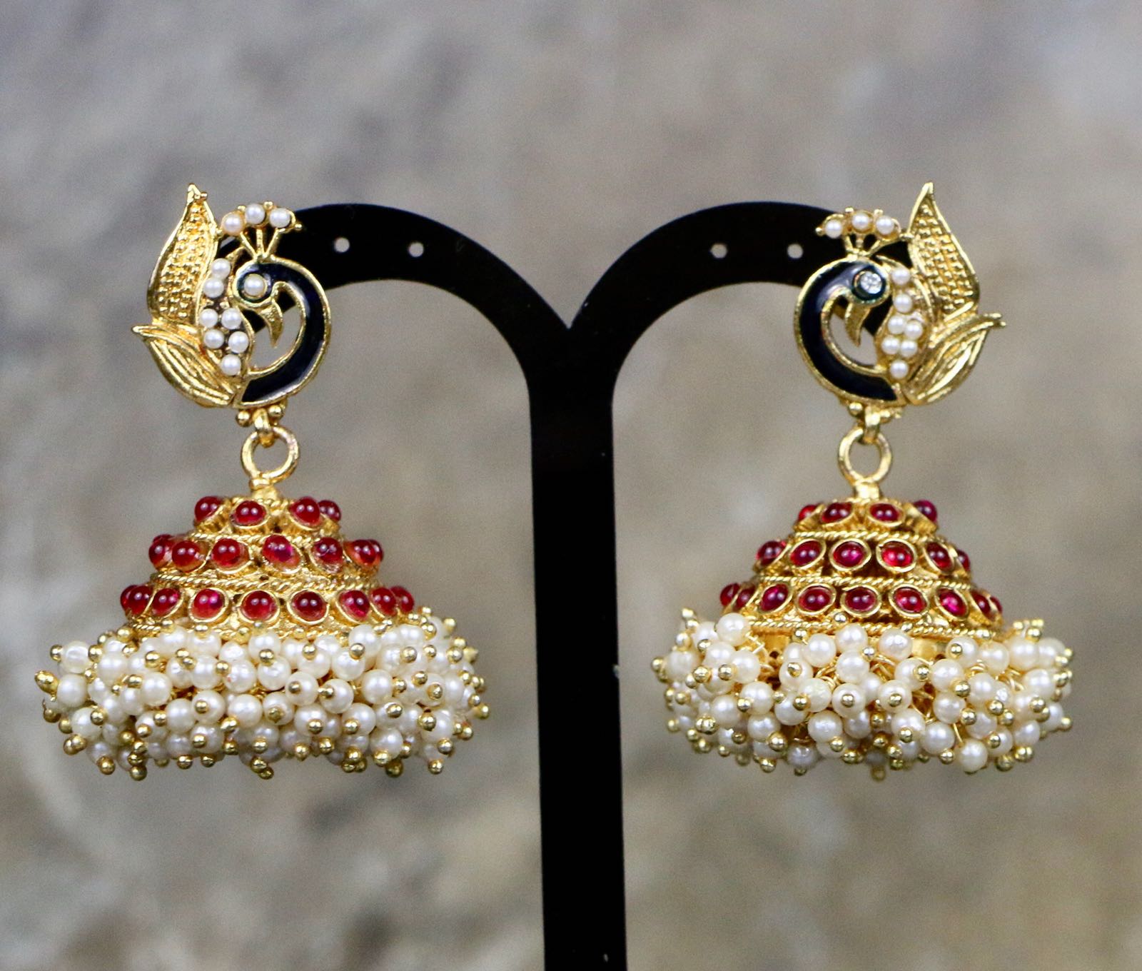 Buy CZ Peacock Earring with gold plating 54716 | Kanhai Jewels