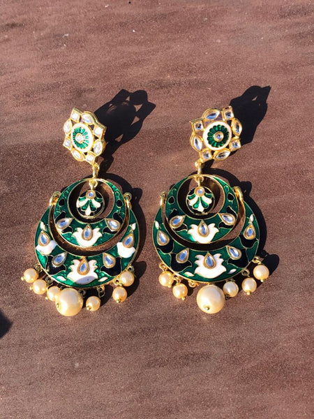 Green meenakari deals earrings