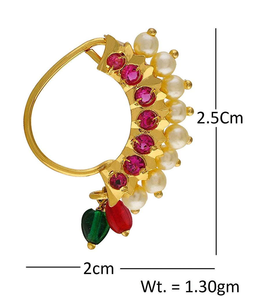 Buy VAMA FASHIONS Maharashtrian Golden Pressing Nath nose ring pin without  piercing Clip on nosepins for women girls. at Amazon.in