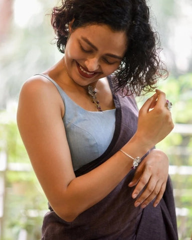 Denim Readymade Sleeveless Blouse