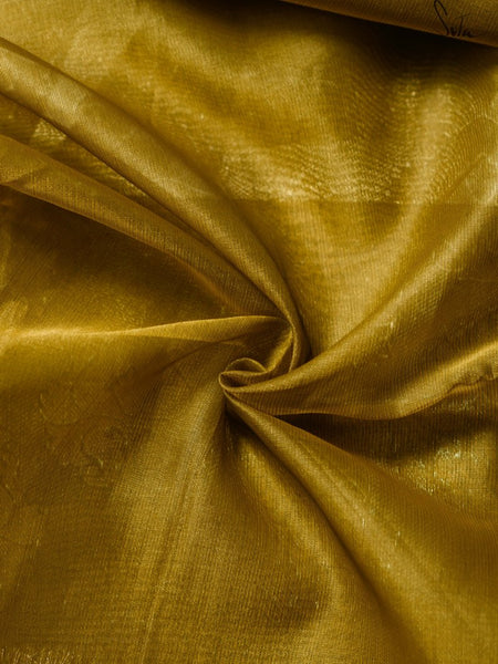 Olive Green Golden Semi Tissue Silk Saree