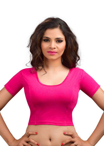 Pink Cotton Lycra Stretchable Blouse