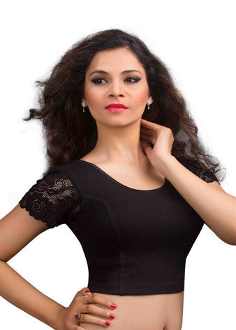 Black Cotton Lycra Stretchable Blouse