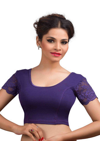 Purple Cotton Lycra Stretchable Blouse