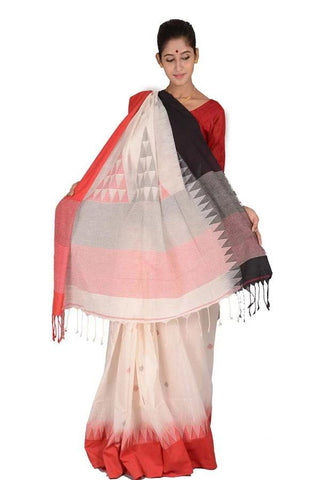 White Khadi Cotton Saree