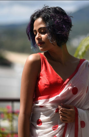 Cherry Red Sleeveless Blouse