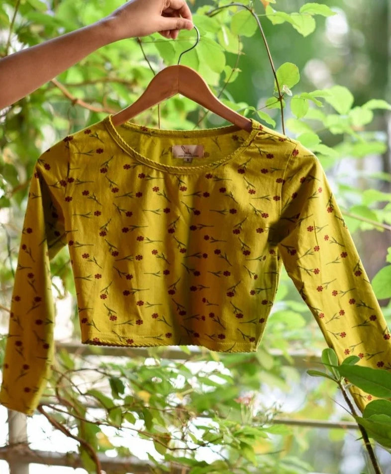 Yellow shops blouse with flowers