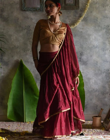 Pre-draped Dayawanti Mul Cotton Saree