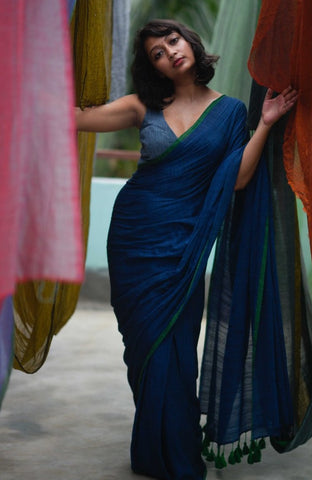 Blue Cotton Saree