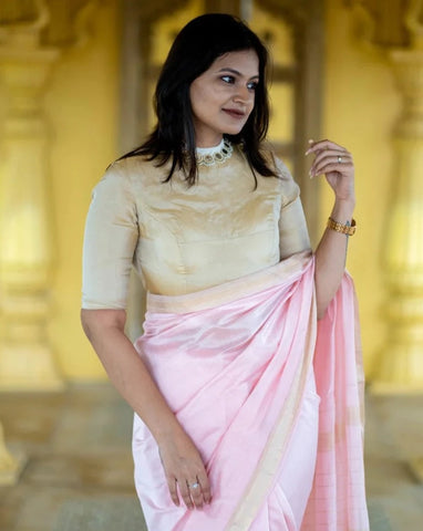 Readymade Stunning Beige Gold Tissue Silk Blouse