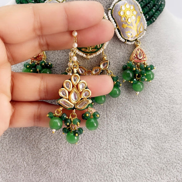 Green Meenakari Jaipur Kundan Necklace