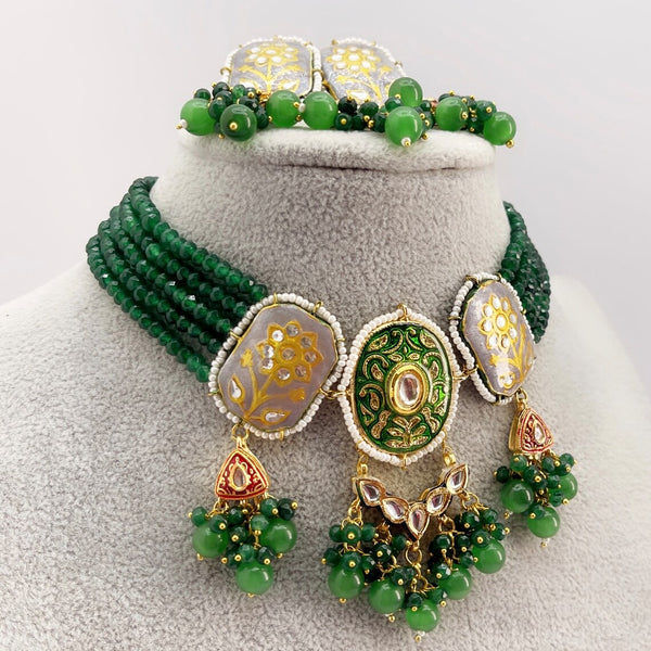 Green Meenakari Jaipur Kundan Necklace