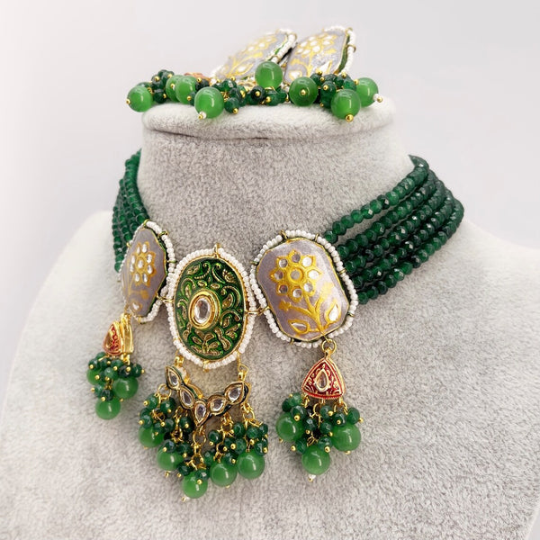 Green Meenakari Jaipur Kundan Necklace