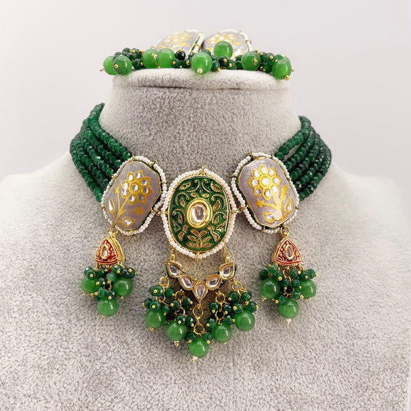 Green Meenakari Jaipur Kundan Necklace