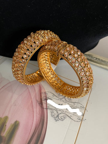 Polki Stone & Gold Kada Bangles