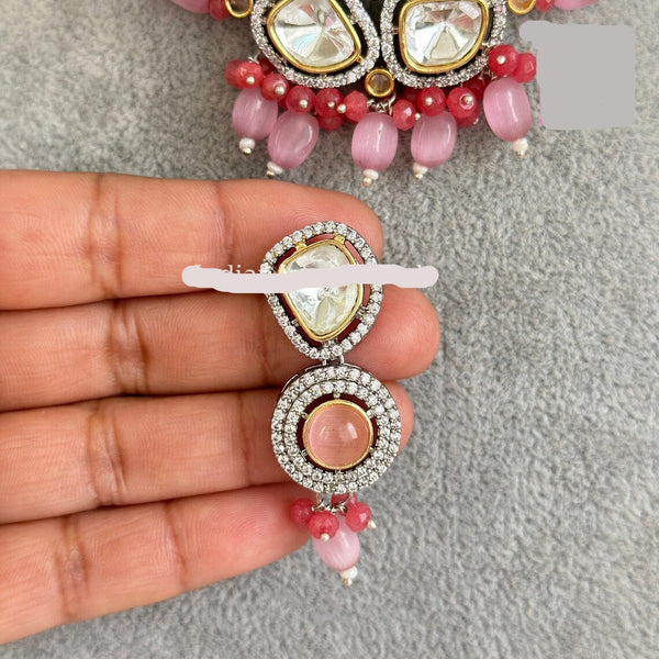 Victorian Dual Tone Uncut Pink Polki Kundan Choker