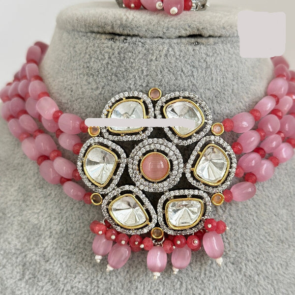 Victorian Dual Tone Uncut Pink Polki Kundan Choker