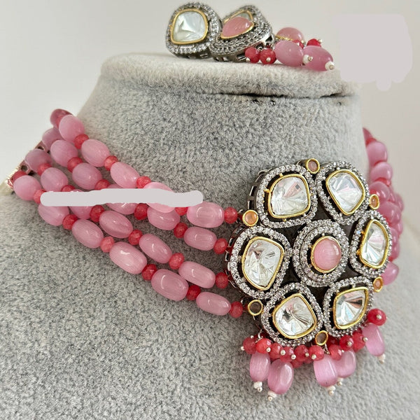 Victorian Dual Tone Uncut Pink Polki Kundan Choker