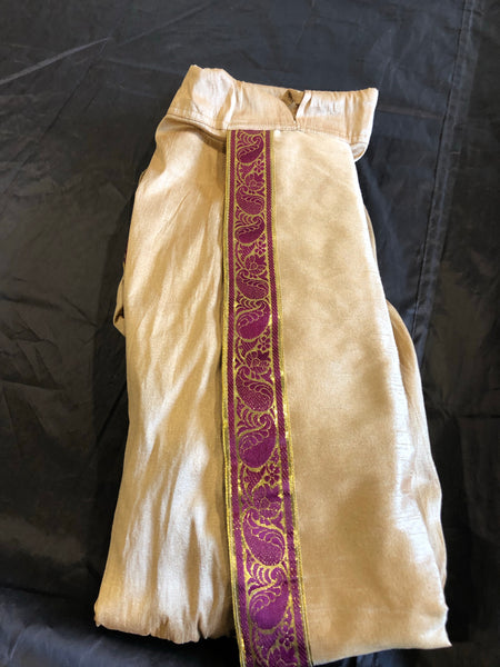 Men's Pure Dupion Silk Dhoti in Beige