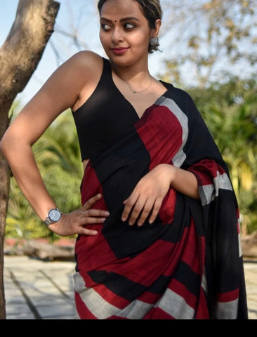 Black Cotton Sleeveless Readymade Blouse