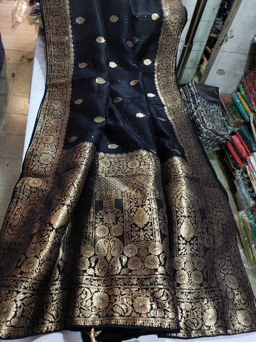 Black and Gold Muga Silk Saree