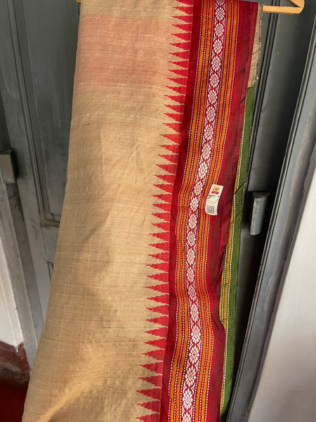 Pure Ghicha Tussar Silk Ikkat Saree in Red