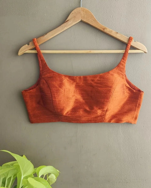 Orange Cotton Silk Ready made Blouse