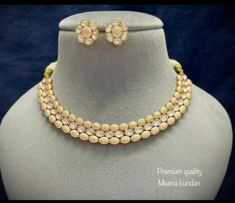 Beige Meenakari Kundan Necklace Set