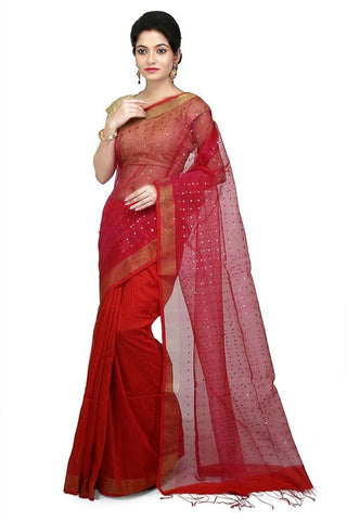 Rani-Red Pure Resham-Matka Silk Saree