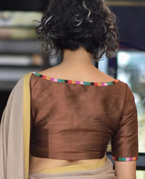 Readymade Brown Silk  Blouse