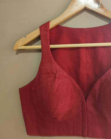 Readymade Maroon-Hued Linen Blouse